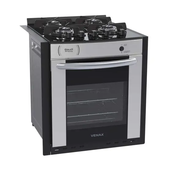 Fogão a Gás de Embutir Venax 4 Bocas Inox Bivolt Gaudi Prisma Vitreo BL