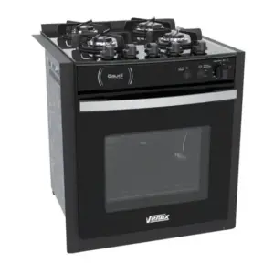 Fogão a Gás de Embutir Venax 4 Bocas Preto Gaudi Platinum Vitreo