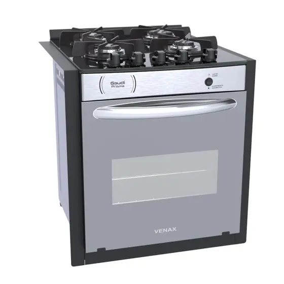 Fogão a Gás de Embutir Venax 4 Bocas Inox Gaudi Prisma Vitreo EL