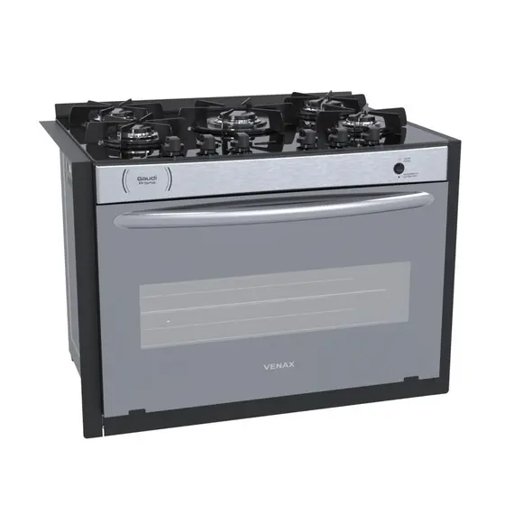 Fogão a Gás de Embutir Venax 5 Bocas Inox Gaudi Prisma Vitreo EL