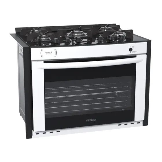 Fogão a Gás de Embutir Venax 5 Bocas Branco Gás GLP Gaudi Prisma Vitreo BL