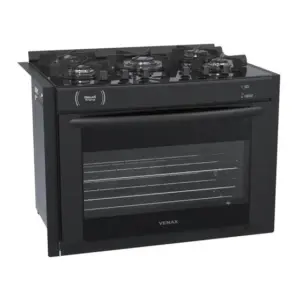 Fogão a Gás de Embutir Venax 5 Bocas Preto Gás GLP Gaudi Prisma Vitreo BL