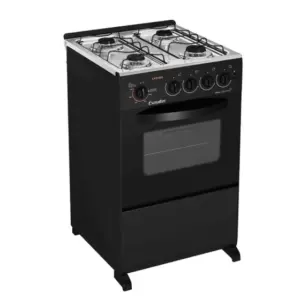 Fogão a Gás de Piso Esmaltec 4 Bocas Preto Forno 53,2L GLP Bivolt Caribe 4112