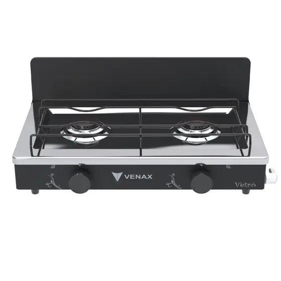 Fogão a Gás Venax 2 Bocas Preto Fosco Gás GLP Flamalar Vetro