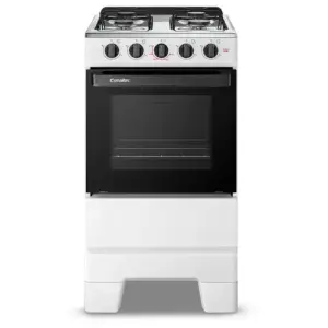 Fogão a Gás de Piso Esmaltec 4 bocas Cor Branco Mesa Inox e Forno 50L Limpa Fácil IDEAL POP F4ISB