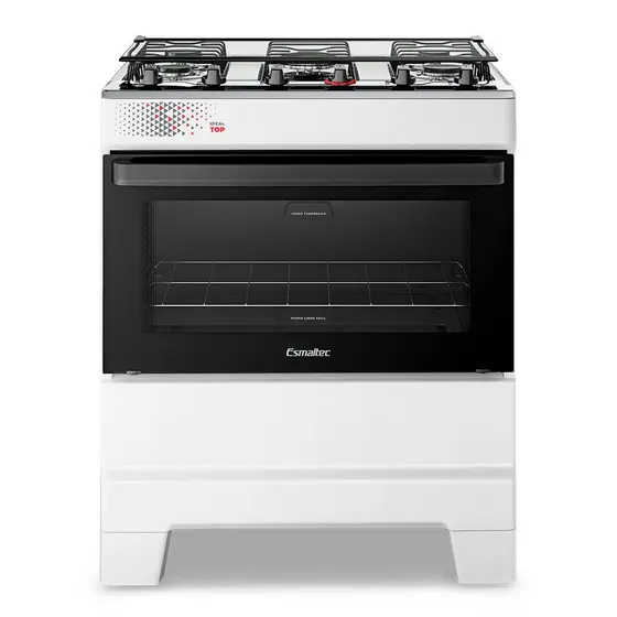 Fogão a Gás de Piso Esmaltec 5 bocas Cor Branco Mesa Inox Super Chama Tampa de Vidro Forno 84L Limpa Fácil Acendimento Automático Bivolt IDEAL Top T5IAB