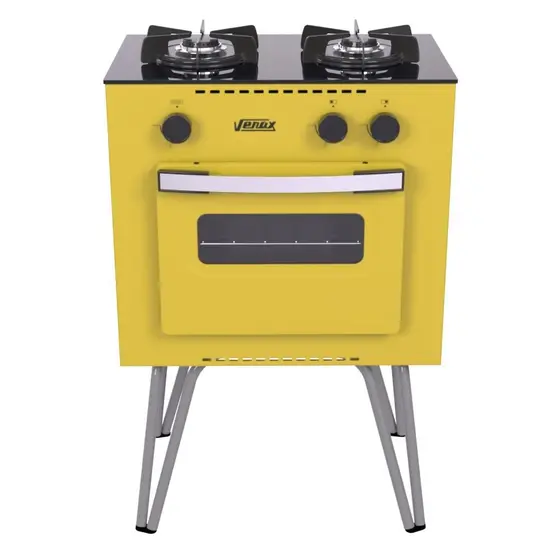 Fogão a Gás Venax 2 Bocas Amarelo Gás GLP Mini Cook