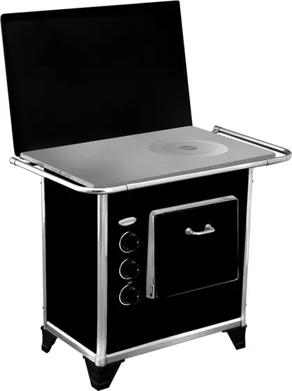 Fogão a Gás Clarice Preto Modelo A Lenha Para Apartamento e Casa