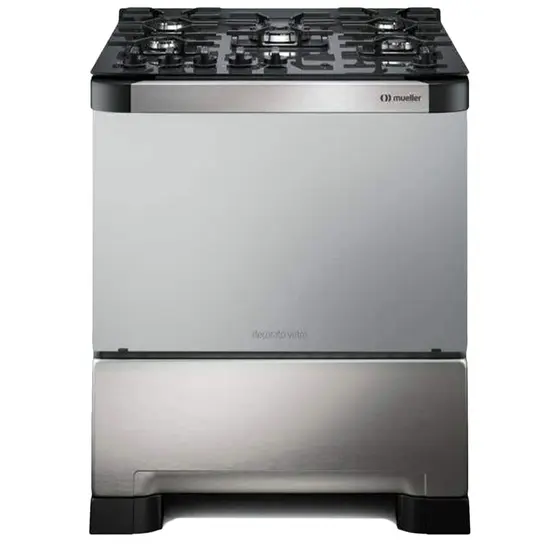 Fogão a Gás Mueller 5 bocas Inox com Timer Bivolt Decorato Vetro