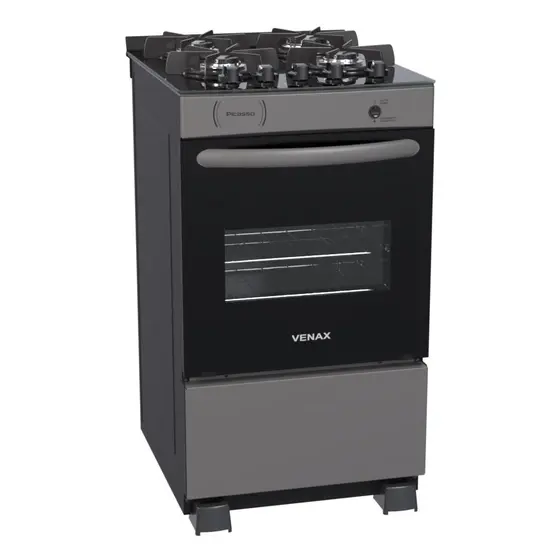 Fogão a Gás Venax 4 Bocas Grafite Gás GLP Picasso Vitreo