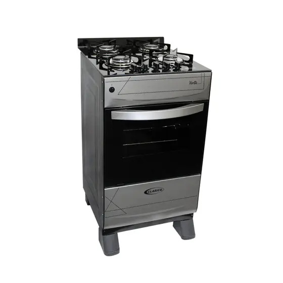 Fogão a Gás de Piso Clarice 4 Bocas Kromanox Mesa de Vidro Veritá