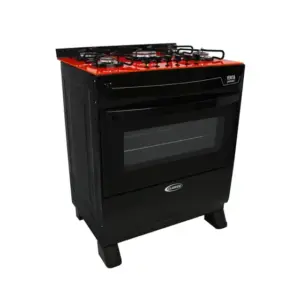 Fogão a Gás de Piso Clarice 5 Bocas Preto Mesa de Vidro Veritá Gourmet