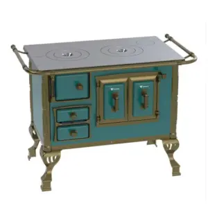 Fogão a Lenha Venax Turquesa Chapa Ferro Fundido Saída Direita Sem Tampa Colonial N 01