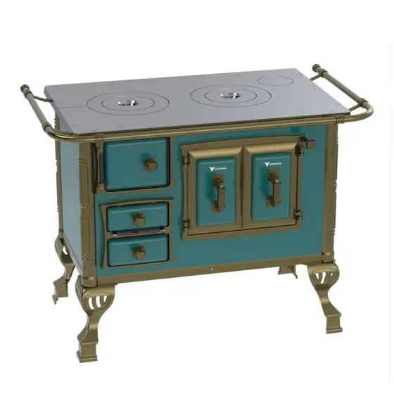 Fogão a Lenha Venax Turquesa Chapa Ferro Fundido Saída Direita Sem Tampa Colonial N 01