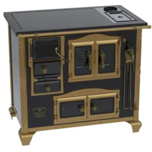 Fogão a Lenha Venax Preto com Caldeira Imperador Vitreo Premium N 2