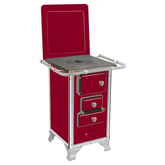 Fogão a Lenha Venâncio Vermelho Intenso com Tampa Tradicional 00TVR