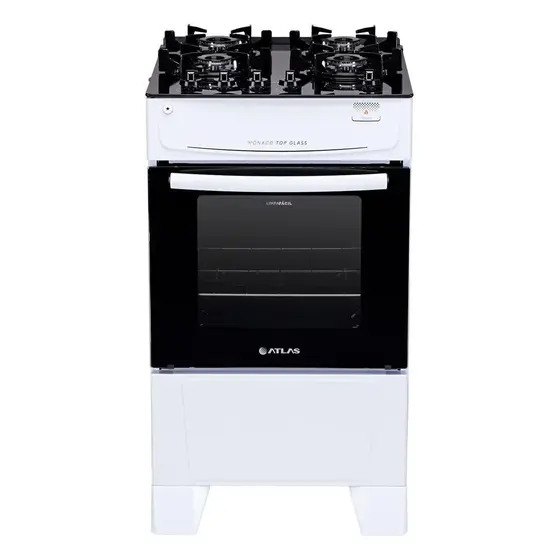Fogão de Piso a Gás Atlas 4 Bocas Branco Acendimento Automático Mônaco Top Glass