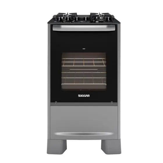 Fogão de Piso a Gás Suggar 4 queimadores Prata Best Glass FGVBG410PRIX