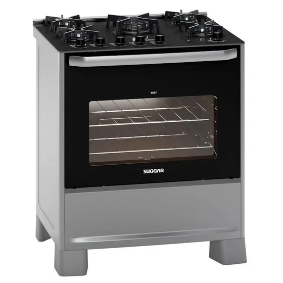 Fogão de Piso a Gás Suggar 5 Queimadores Prata Best Glass FGVBG510PRIX