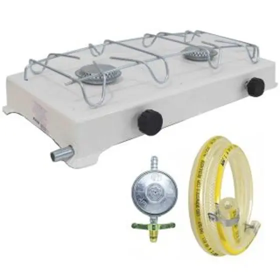 Fogão a Gás Jolly 2 bocas BRANCO com Kit Regulador Aliança e Mangueira 1,25M