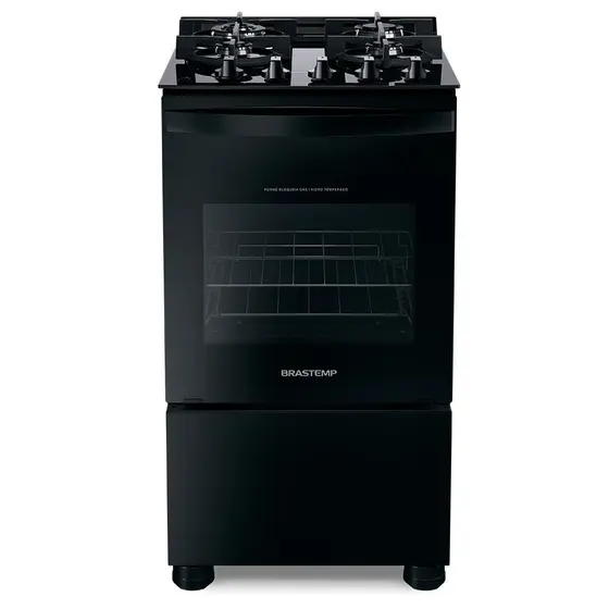 Fogão de Piso a Gás Brastemp 4 Bocas com Mesa de Vidro e Chama Dupla BFO4XAE