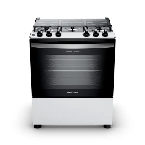 Fogão de Piso a Gás Brastemp 5 Bocas Cor Branca Com Botões Removíveis e Aro Protetor BFS5NDB