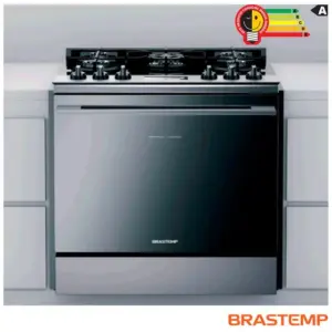 Fogão de Embutir a Gás Brastemp 5 Bocas Inox com Mesa de Vidro e Touch Timer com Autodesligamento BYS5VCR