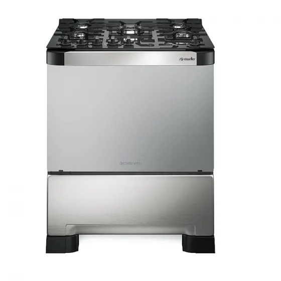Fogão de Piso a Gás Mueller 5 Bocas Inox com Timer Bivolt Decorato Vetro G3