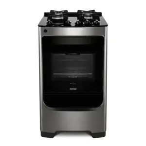 Fogão de Piso a Gás Consul 4 bocas cor Inox com mesa de vidro e grade de ferro fundido CFO4VAR Fogão de Piso a Gás Consul 4 bocas cor Inox com mesa de vidro e grade de ferro fundido CFO4VAR