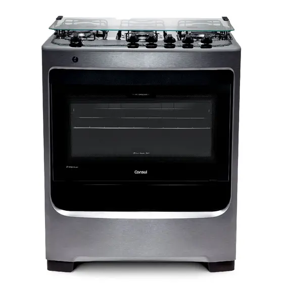 Fogão de Piso a Gás Consul 5 bocas cor Inox com botões removíveis CFS5NAR