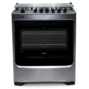 Fogão de Piso a Gás Consul 6 bocas cor Inox com botões removíveis e vidro interno vedado CFS6NAR