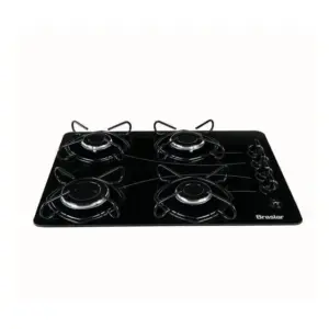 Cooktop Gás 4 Bocas Braslar Ultra Chama Acendimento Automático Vidro Temperado Bivolt