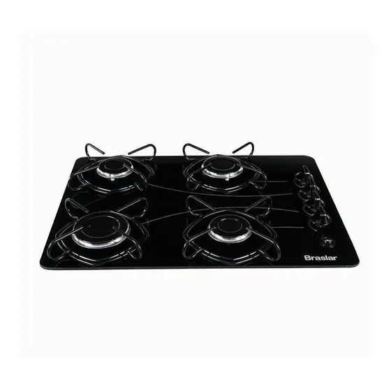 Cooktop Gás 4 Bocas Braslar Ultra Chama Acendimento Automático Vidro Temperado Bivolt