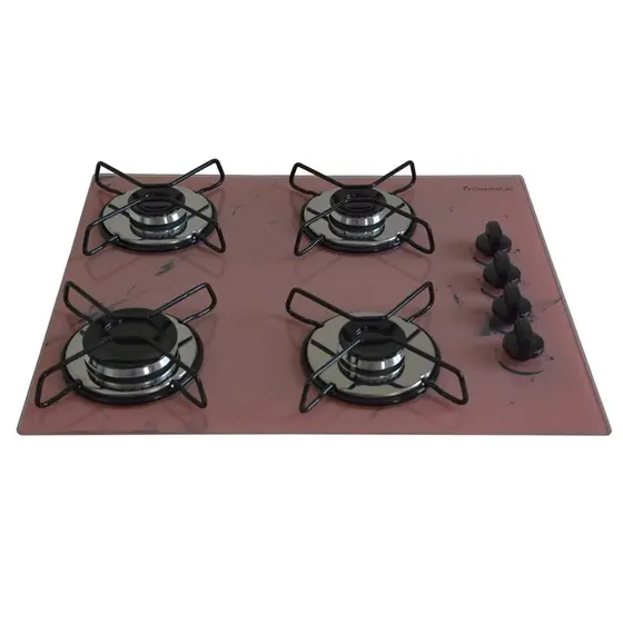 Cooktop Gás 4 Bocas Chamalar Ultra Chama Marmo Rosa Bivolt