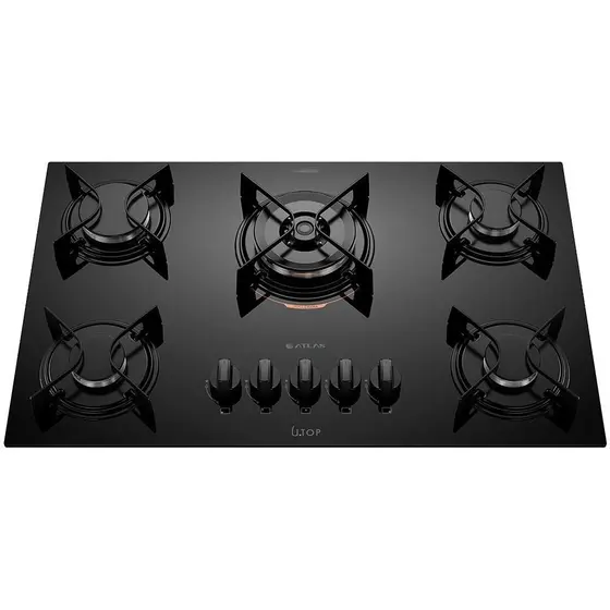 Cooktop Gás 5 Bocas Atlas Superautomático Vidro Temperado U Top