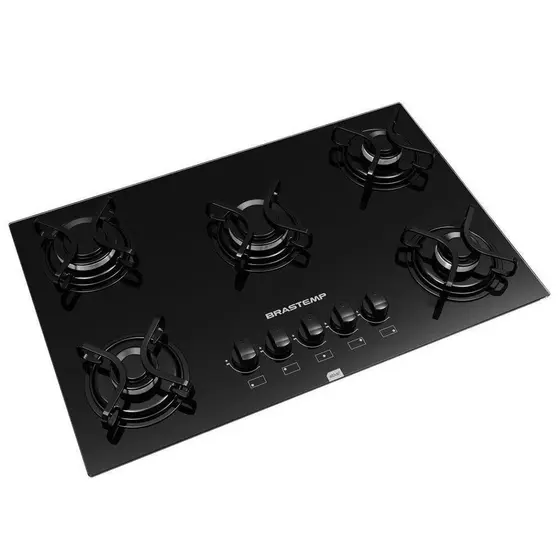 Cooktop Gás 5 Bocas Brastemp Preto Bivolt BDD75AE
