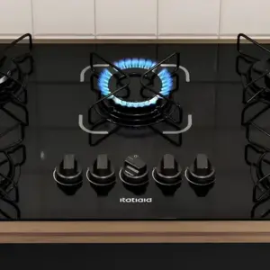Cooktop Gás 5 Bocas Itatiaia Vidro Temperado Preto Essencial Cooktop Gás 5 Bocas Itatiaia Vidro Temperado Preto Essencial