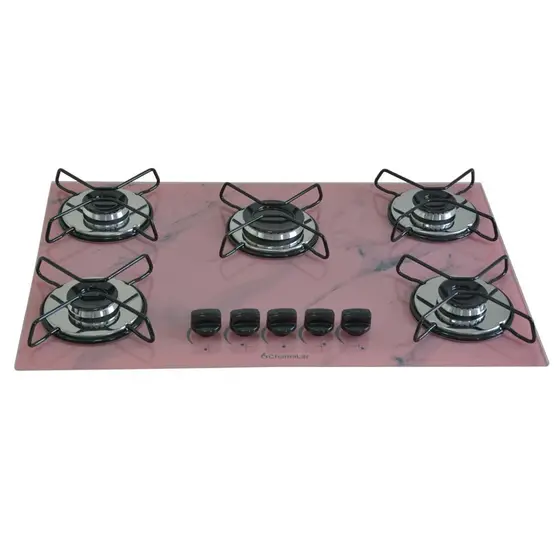 Cooktop Gás 5 Bocas Chamalar Ultra Chama Marmo Rosa Bivolt