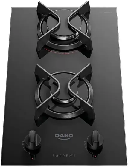 Cooktop a Gás Dako 2 Bocas Preto com Mesa de Vidro Bivolt Supreme