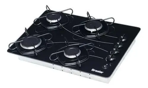 Cooktop Gás 4 Bocas Braslar Automático Preto Bivolt Pop