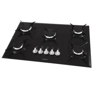 Cooktop Gás 5 Bocas Britânia Mesa Vidro Temperado Superautomático Bivolt BCT5P Cooktop Gás 5 Bocas Britânia Mesa Vidro Temperado Superautomático Bivolt BCT5P