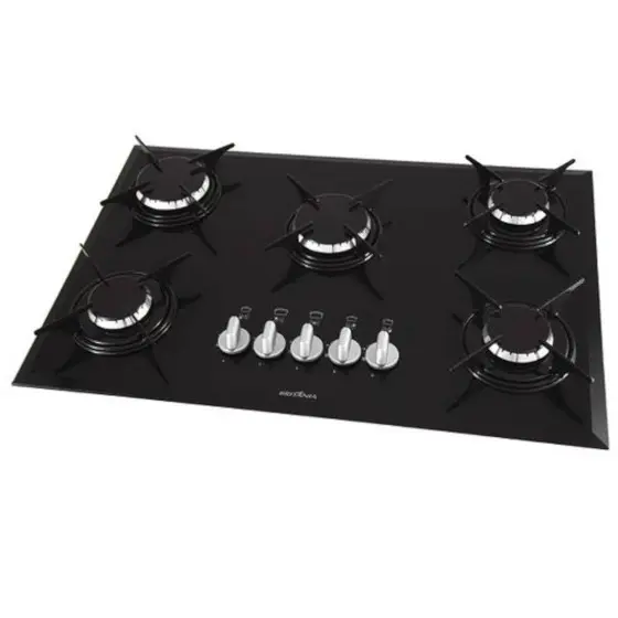 Cooktop Gás 5 Bocas Britânia Mesa Vidro Temperado Superautomático Bivolt BCT5P