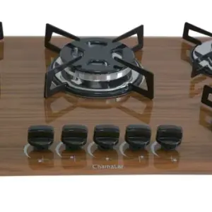 Cooktop Gás 5 Bocas Chamalar Tripla Chama Amadeirado Escuro Bivolt GLP Premium Cooktop Gás 5 Bocas Chamalar Tripla Chama Amadeirado Escuro Bivolt GLP Premium