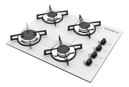 Cooktop Gás 4 Bocas Chamalux Ultra Chama Branco Trempe de Chapa Bivolt