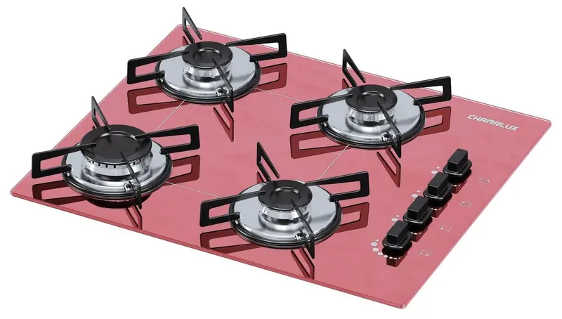 Cooktop Gás 4 Bocas Chamalux Ultra Chama Rosa Trempe de Chapa Bivolt