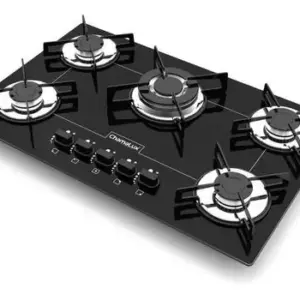 Cooktop Gás 5 Bocas Chamalux Tripla Chama Preto Trempe de Chapa Bivolt Cooktop Gás 5 Bocas Chamalux Tripla Chama Preto Trempe de Chapa Bivolt
