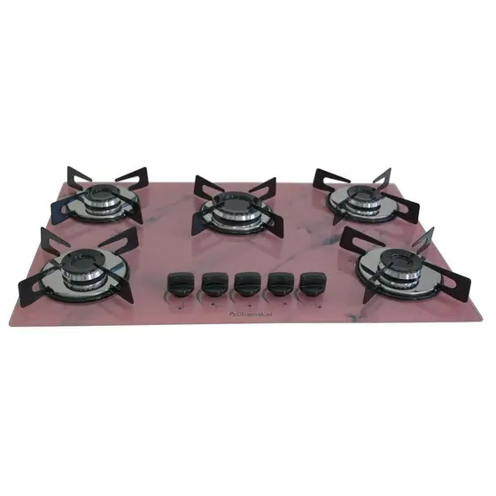 Cooktop Gás 5 Bocas Chamalar Ultra Chama Marmo Rosa Bivolt