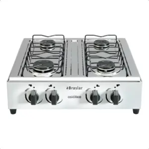 Cooktop Gás 4 Bocas Braslar de Mesa Branco Bivolt