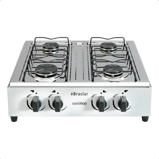 Cooktop Gás 4 Bocas Braslar de Mesa Branco Bivolt