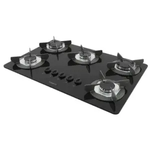 Cooktop Gás 5 Bocas Fogatti Inox Mesa de Vidro Safe Cooktop Gás 5 Bocas Fogatti Inox Mesa de Vidro Safe